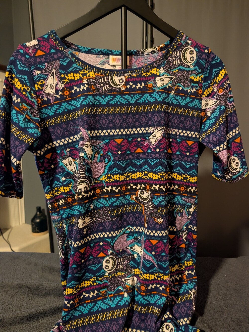 LuLaRoe Women's Medium Nightmare Before Christmas Shock Barrel Lock Dress
